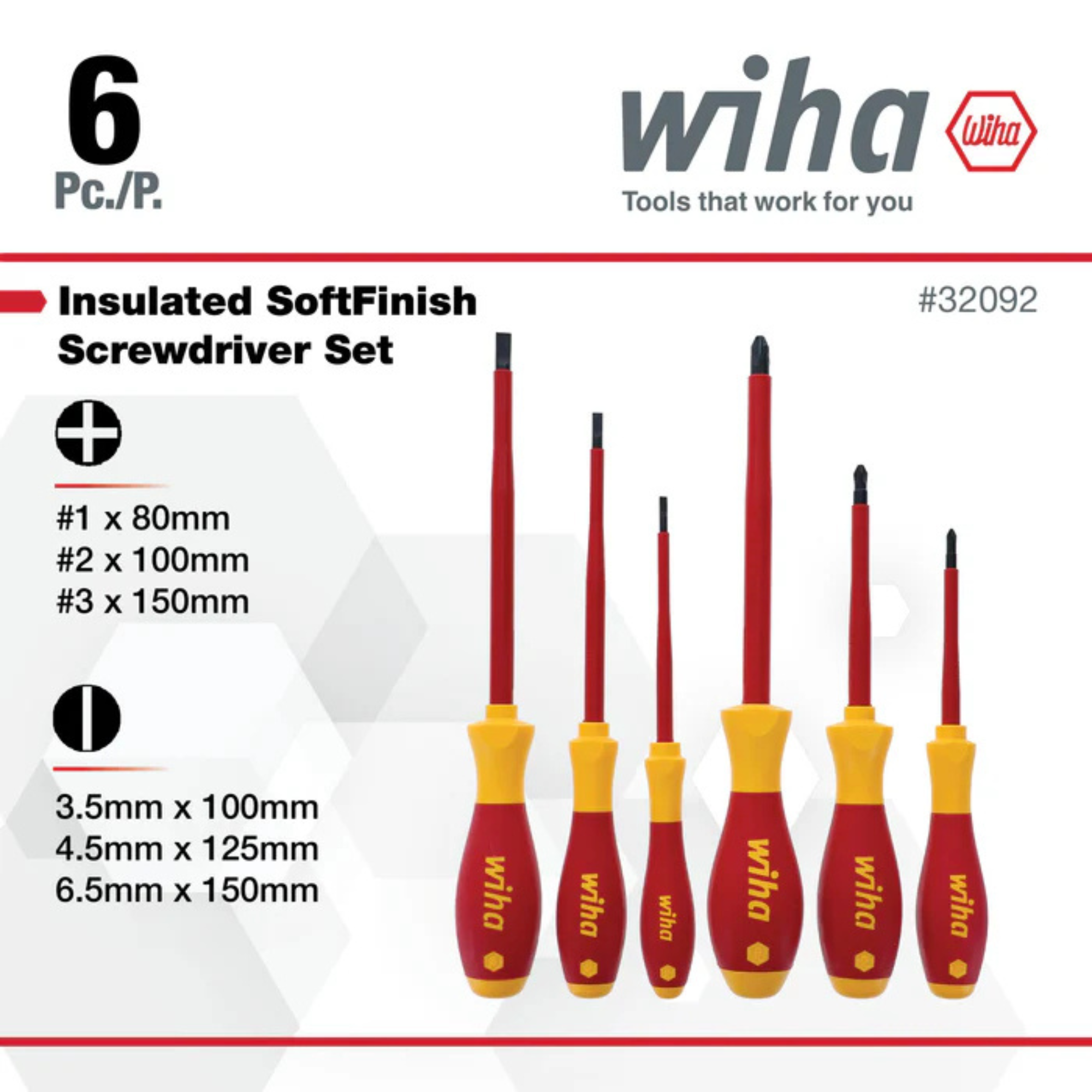 WiHa 6 Piece Insulated SoftFinish Screwdriver Set from GME Supply